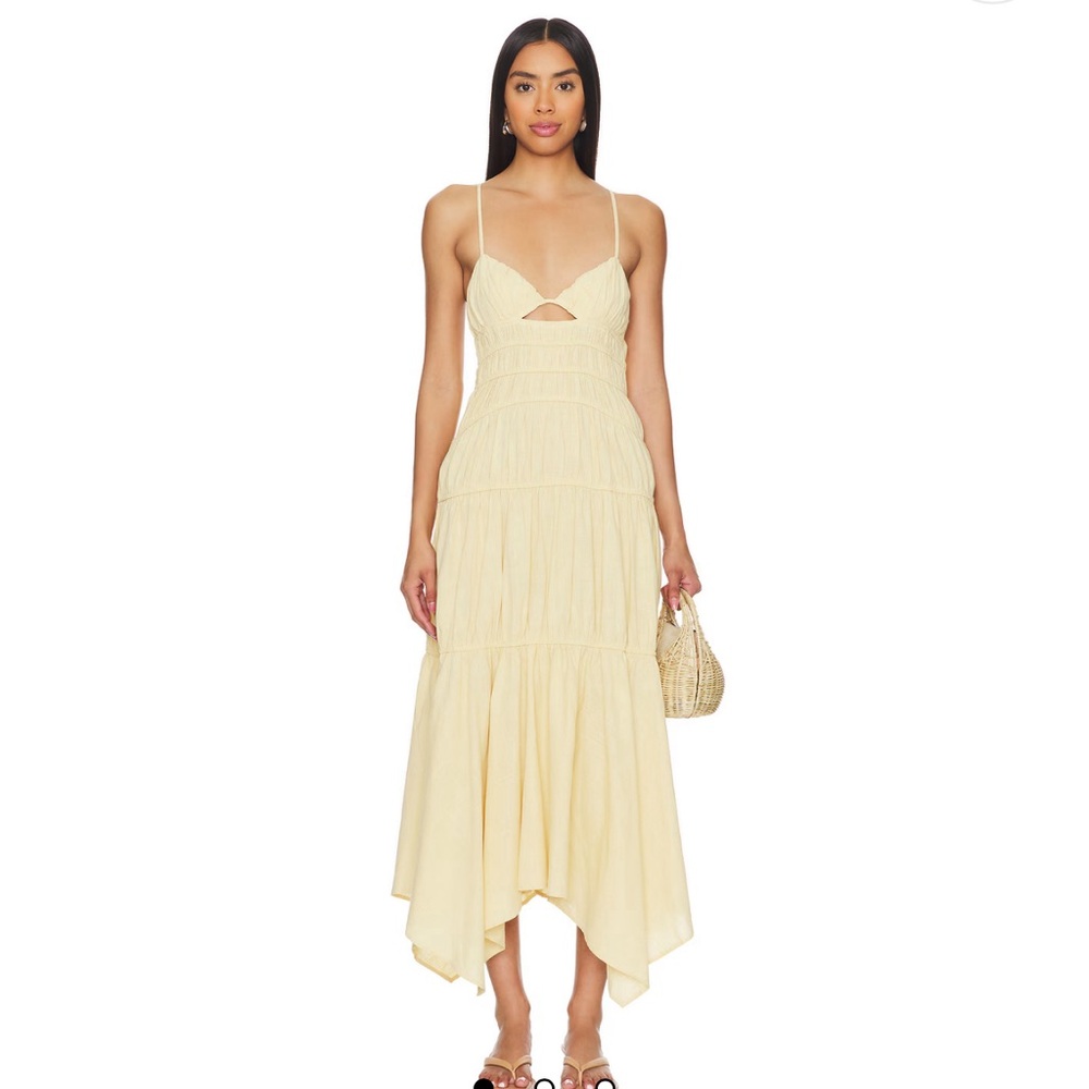 SNDYS yellow midi dress size M